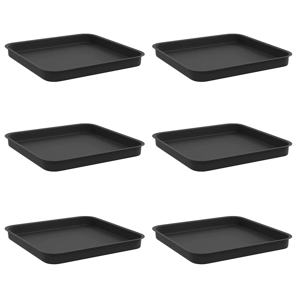 Vassoio Quadrato per Fiori 6 pcs Nero 21 x 21 x 2 cm Plastica | homemem39