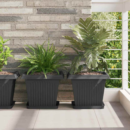 Vassoio Quadrato per Fiori 6 pcs Nero 25,5 x 25,5 x 2,5 cm