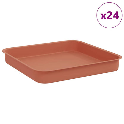 Vassoio Quadrato per Fiori 24 pcs Rosso Mattone 15 x 15 x 2 cm | homemem39