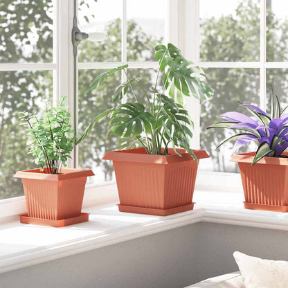 Vassoio Quadrato per Fiori 24 pcs Rosso Mattone 18 x 18 x 2 cm | homemem39