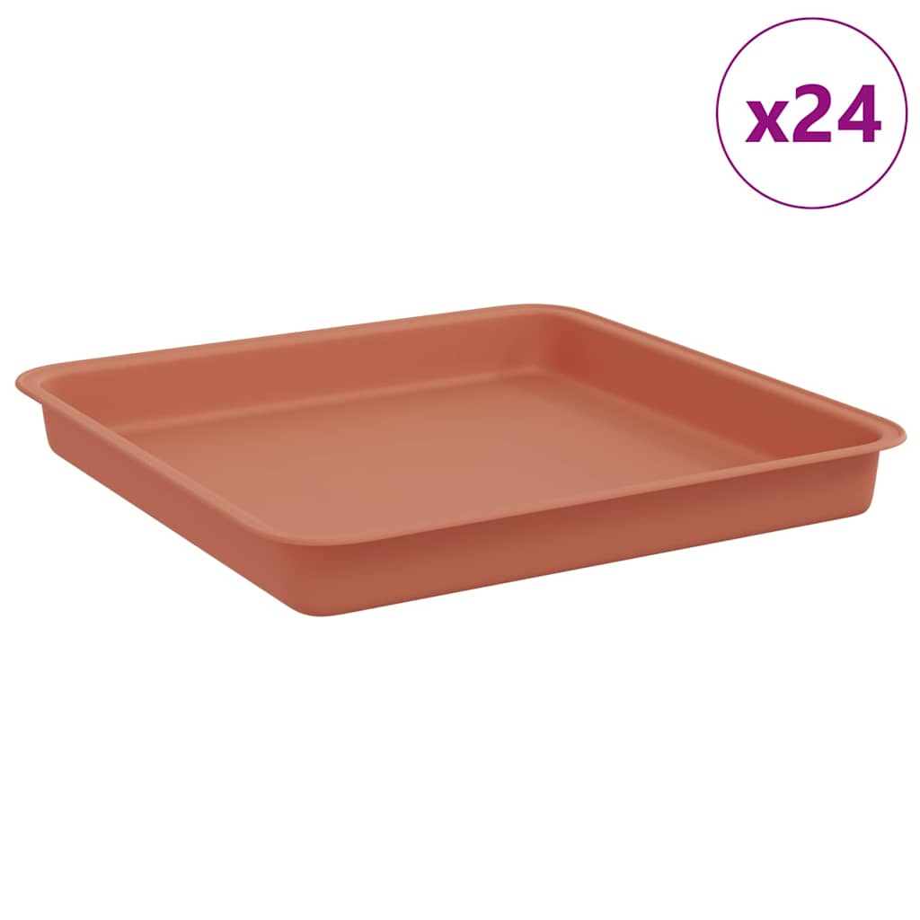 Vassoio Quadrato per Fiori 24 pcs Rosso Mattone 18 x 18 x 2 cm | homemem39