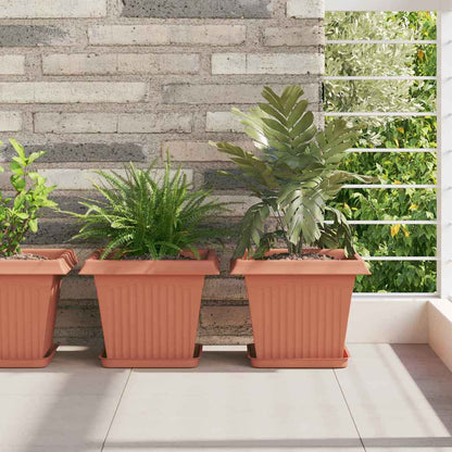 Vassoio Quadrato per Fiori 24 pcs Rosso Mattone 21 x 21 x 2 cm