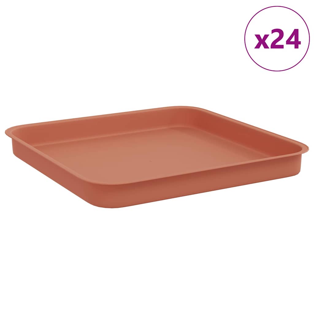 Vassoio Quadrato per Fiori 24 pcs Rosso Mattone Plastica | homemem39