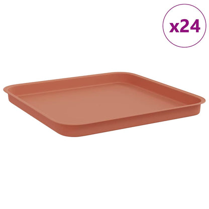Vassoio Quadrato per Fiori 24 pcs Rosso Mattone Plastica | homemem39