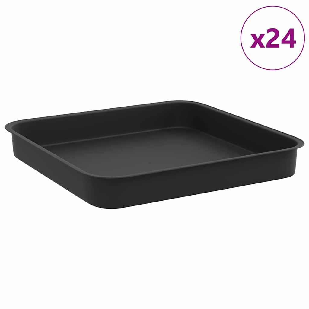 Vassoio Quadrato per Fiori 24 pcs Nero 15 x 15 x 2 cm Plastica | homemem39