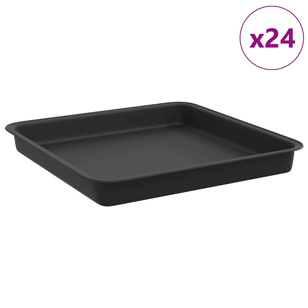 Vassoio Quadrato per Fiori 24 pcs Nero 18 x 18 x 2 cm Plastica