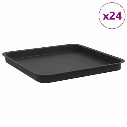 Vassoio Quadrato per Fiori 24 pcs Nero 36 x 36 x 2.5 cm | homemem39