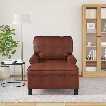 Chaise Lounge Marrone Lucido 91 x 157 x 91 cm PU Antico