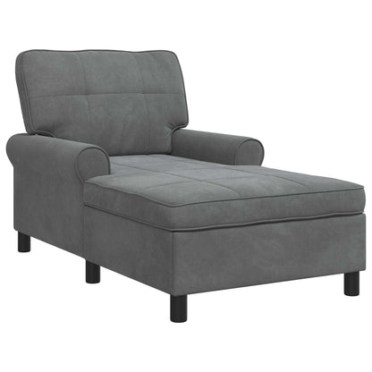 Chaise Lounge con cuscino Grigio scuro 91 x 157 x 91 cm Velluto