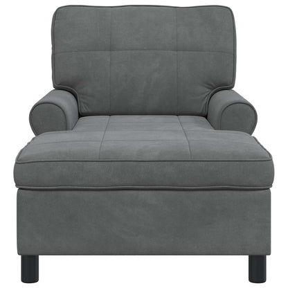 Chaise Lounge con cuscino Grigio scuro 91 x 157 x 91 cm Velluto