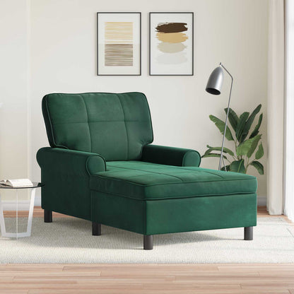 Chaise Lounge con cuscino Verde Scuro 91 x 157 x 91 cm Velluto