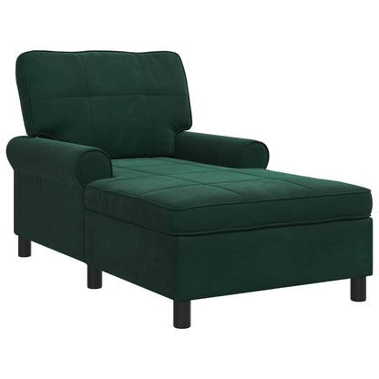 Chaise Lounge con cuscino Verde Scuro 91 x 157 x 91 cm Velluto