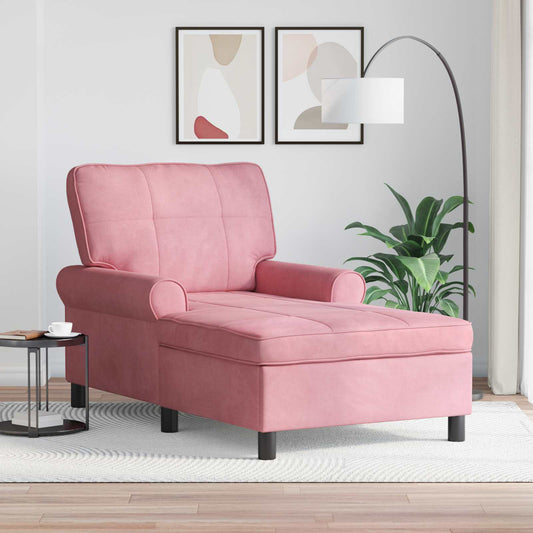 Chaise Lounge con cuscino Rosa 91 x 157 x 91 cm Velluto