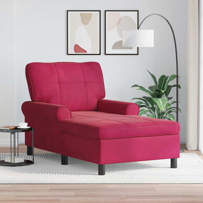 Chaise Lounge con cuscino Rosso Vino 91 x 157 x 91 cm Velluto