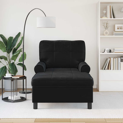 Chaise Lounge con cuscino Nero 91 x 157 x 91 cm Velluto