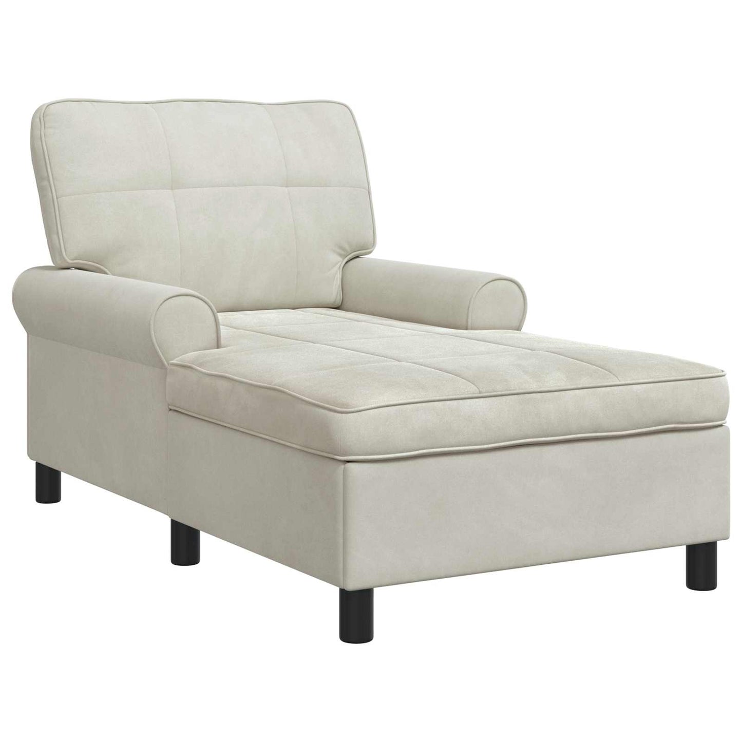 Chaise Lounge con cuscino Crema 91 x 157 x 91 cm Velluto
