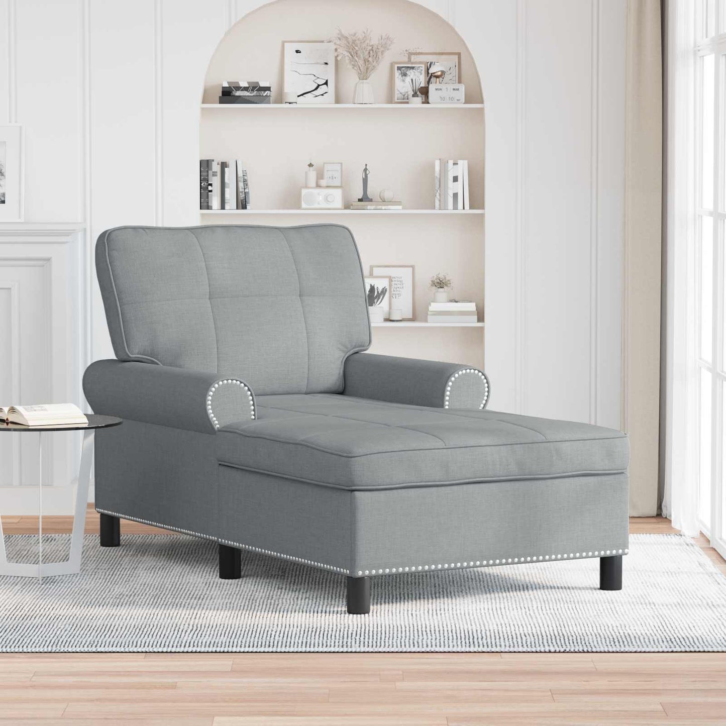 Chaise Lounge Grigio chiaro 91 x 157 x 91 cm Tessuto