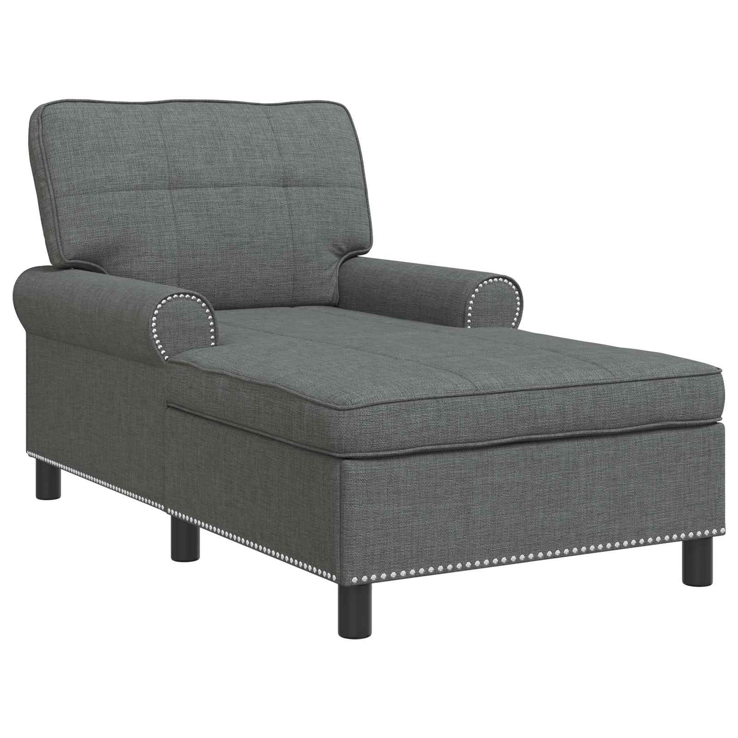 Chaise Lounge con cuscino Grigio scuro 91 x 157 x 91 cm Tessuto