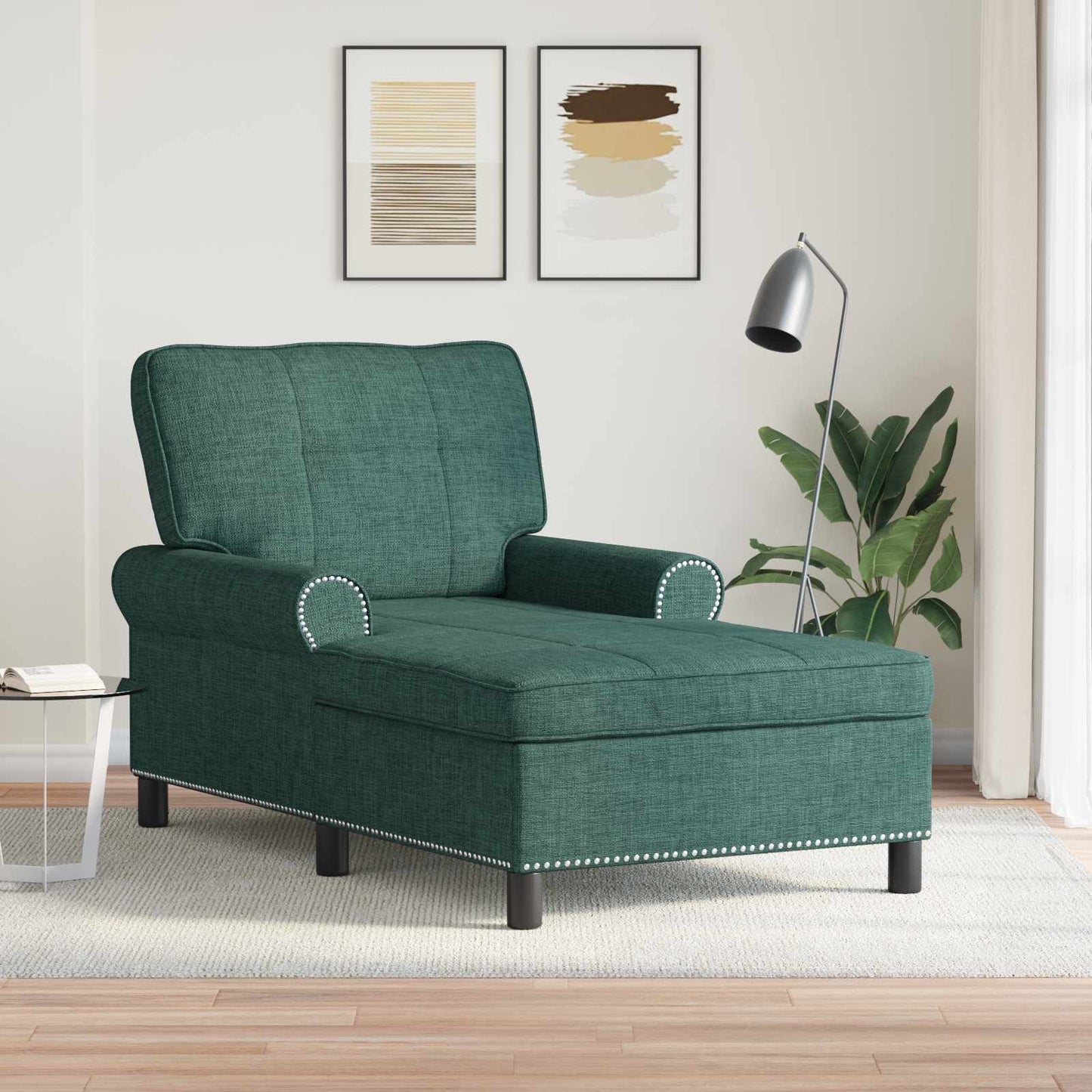 Chaise Lounge con cuscino Verde Scuro 91 x 157 x 91 cm Tessuto