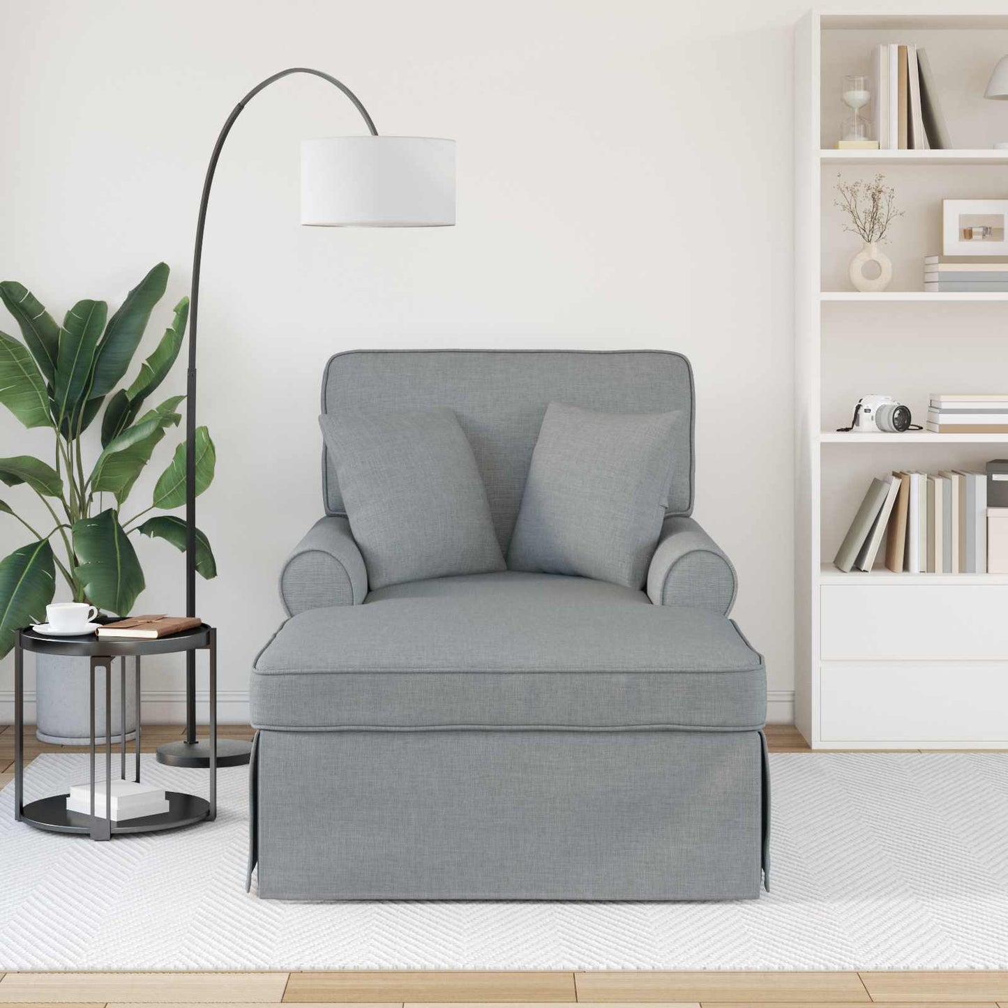 Chaise Longe con Gonna Grigio chiaro 91 x 157 x 91 cm Tessuto