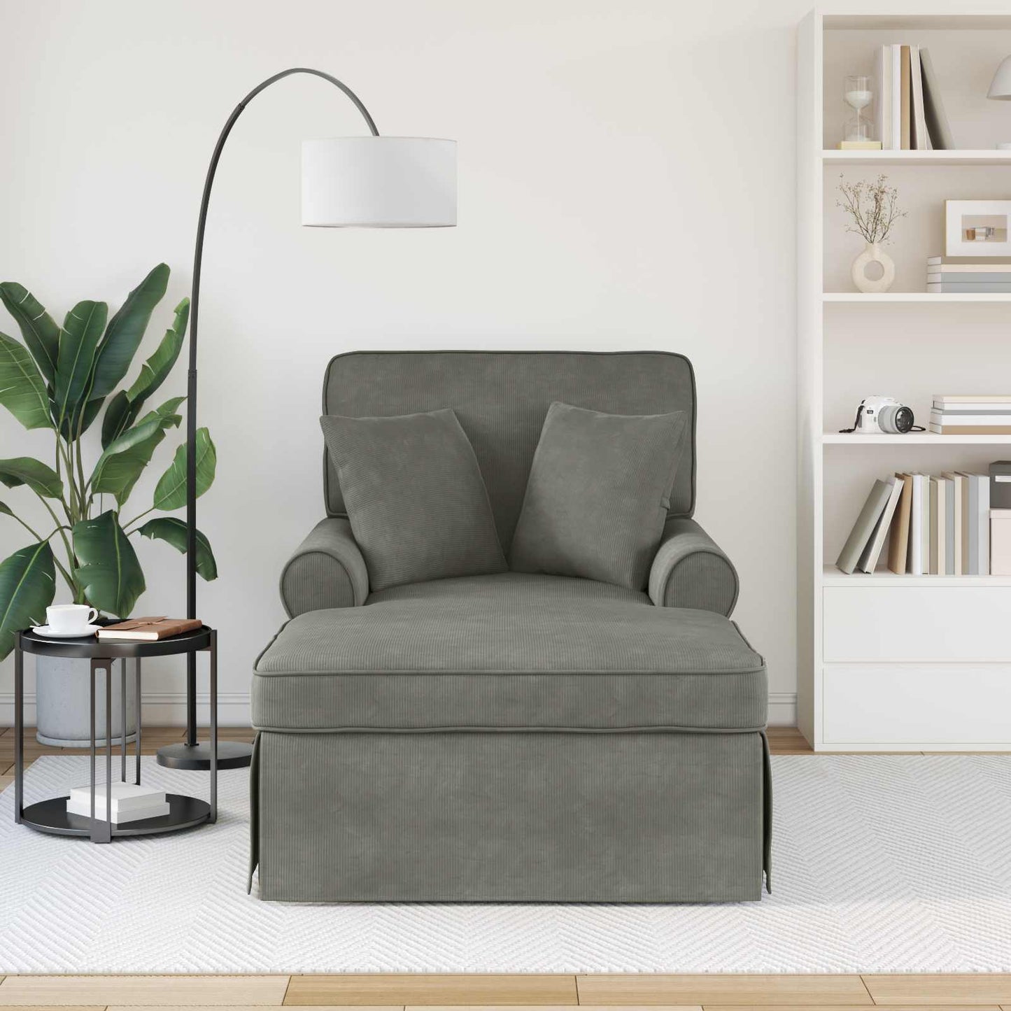 Chaise Longe con Gonna Grigio chiaro 91 x 157 x 91 cm