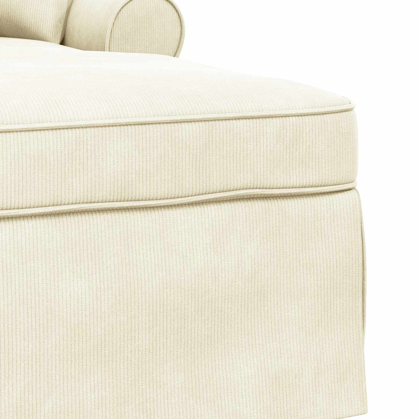 Chaise Longe con Gonna Crema 91 x 157 x 91 cm Tessuto a Costine