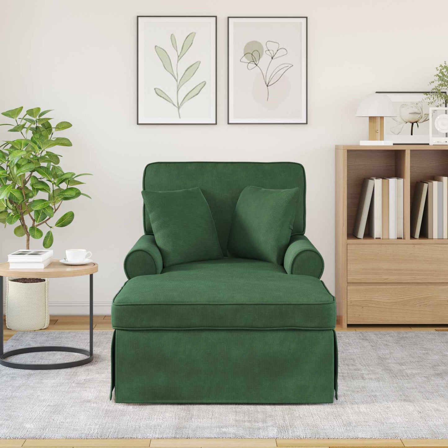 Chaise Longe con Gonna Verde Giungla 91 x 157 x 91 cm