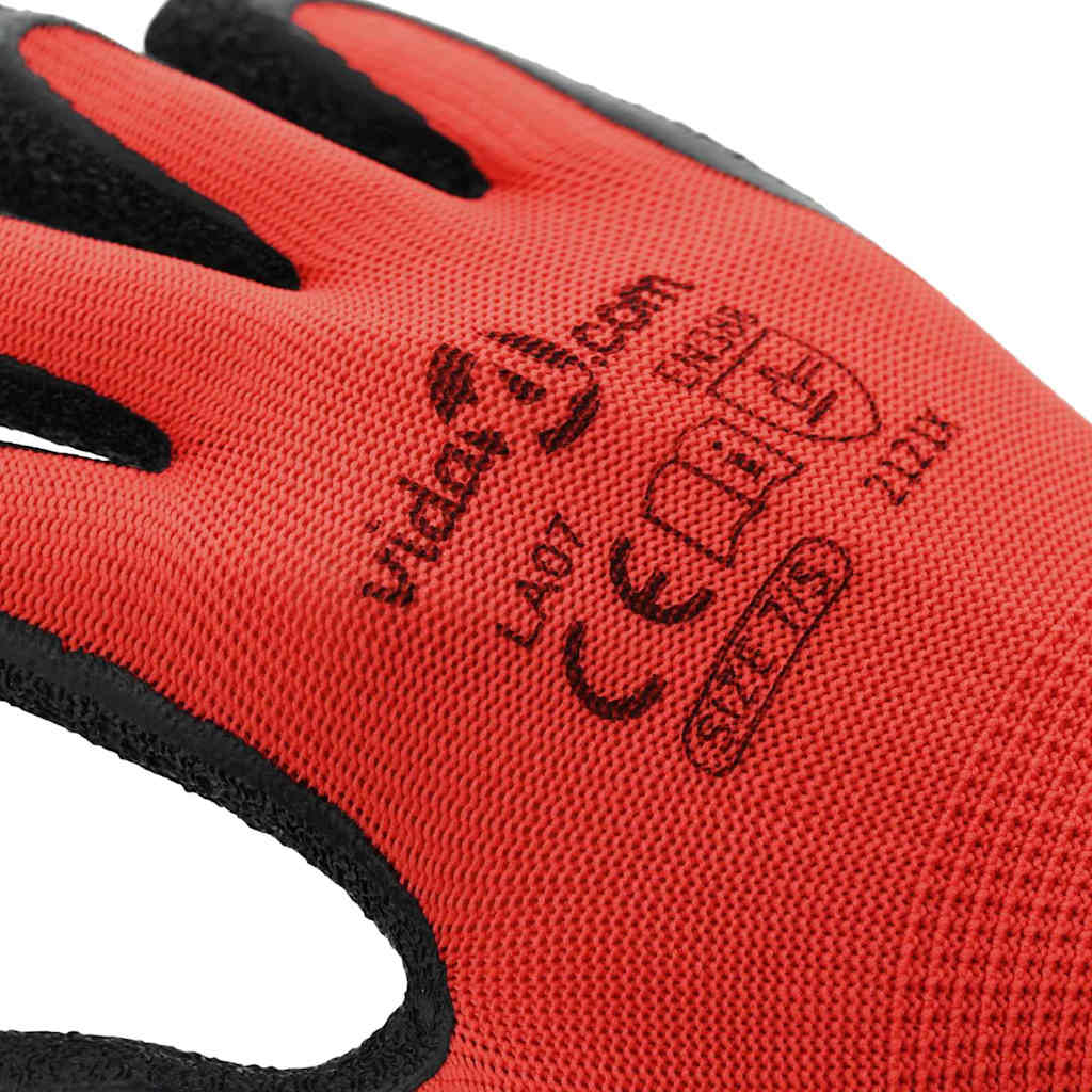 Guanti da Lavoro 12 pcs Rosso e Nero 7 / S | homemem39