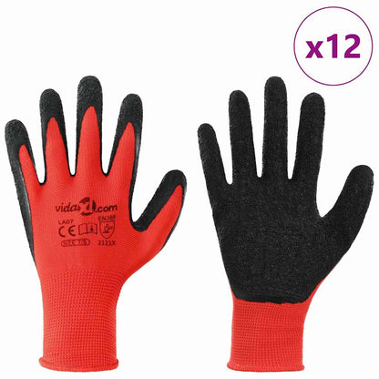 Guanti da Lavoro 12 pcs Rosso e Nero 7 / S | homemem39