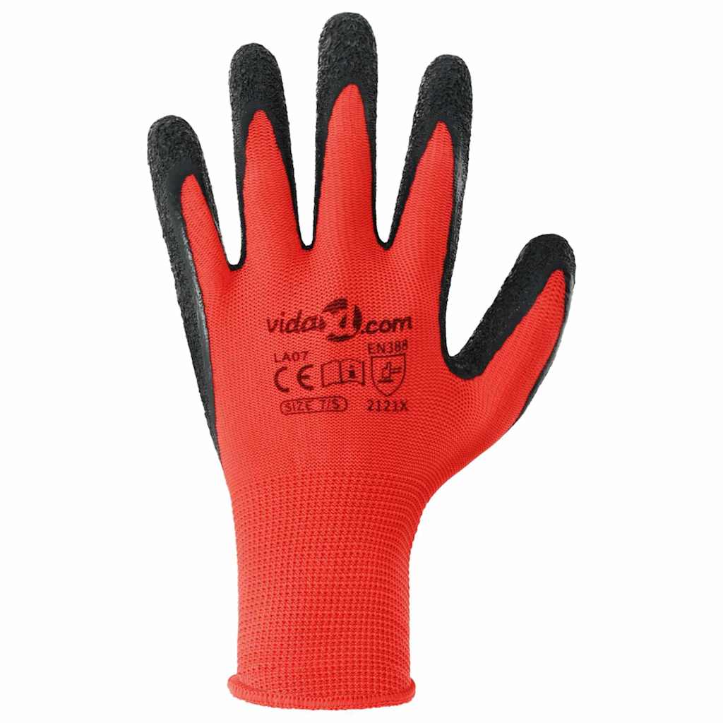 Guanti da Lavoro 24 pcs Rosso e Nero 7 / S