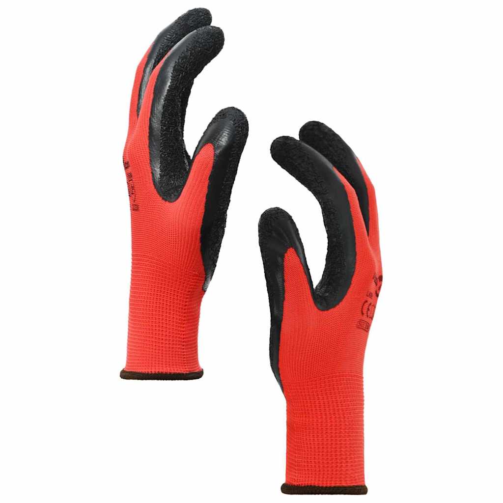 Guanti da Lavoro 12 pcs Rosso e Nero 8 / m