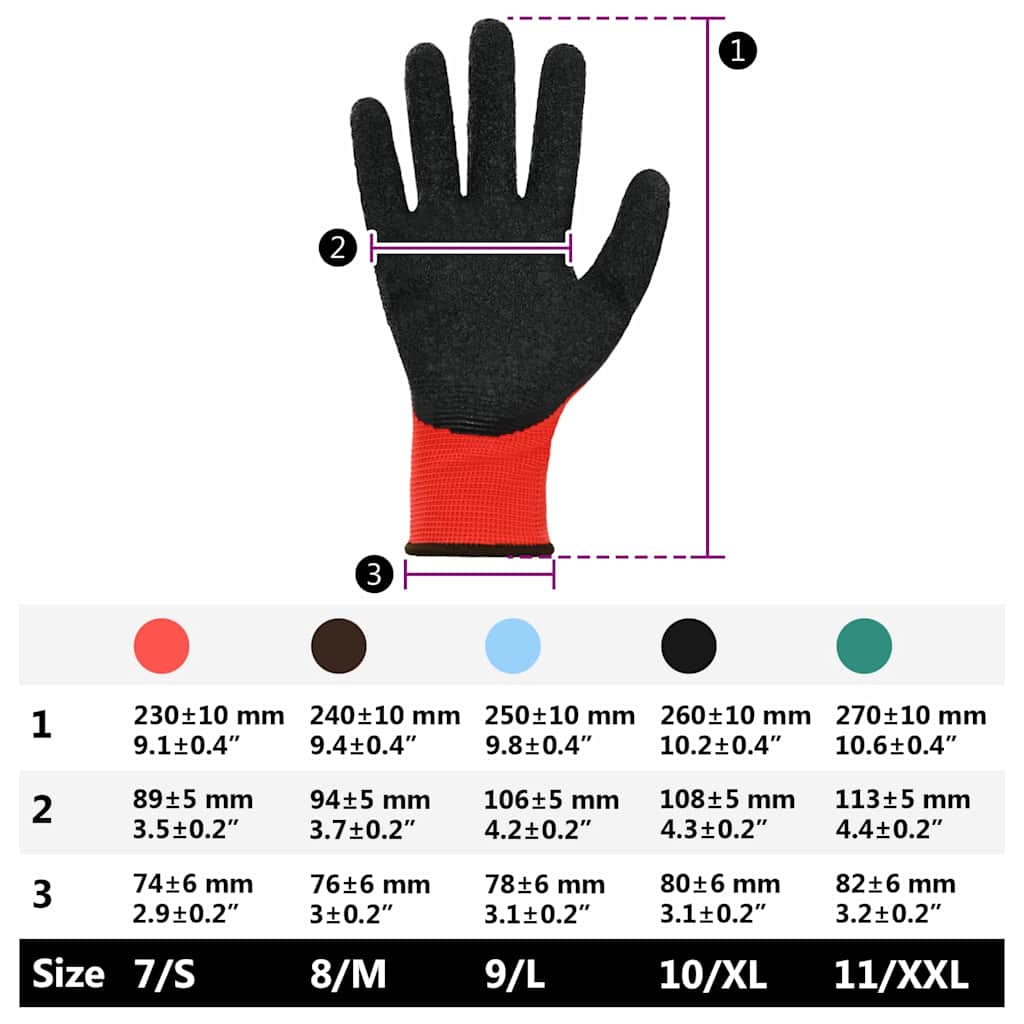 Guanti da Lavoro 12 pcs Rosso e Nero 8 / m