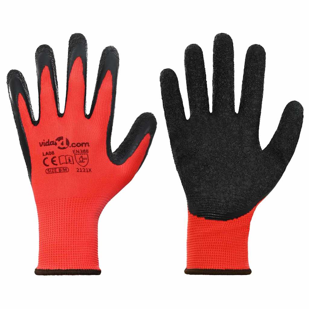 Guanti da Lavoro 24 pcs Rosso e Nero 8 / m | homemem39