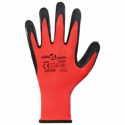 Guanti da Lavoro 24 pcs Rosso e Nero 8 / m | homemem39