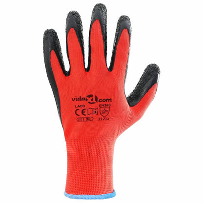 Guanti da Lavoro 24 pcs Rosso e Nero 9 / l
