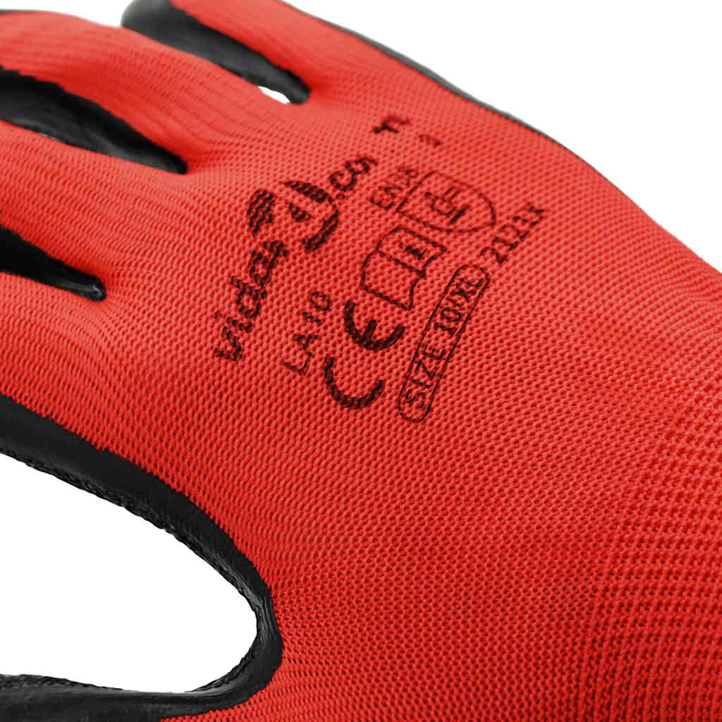 Guanti da Lavoro 12 pcs Rosso e Nero 10 / xl