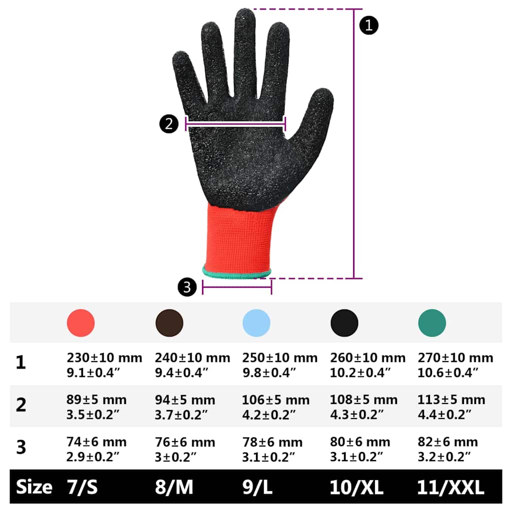 Guanti da Lavoro 12 pcs Rosso e Nero 11 / XXL | homemem39