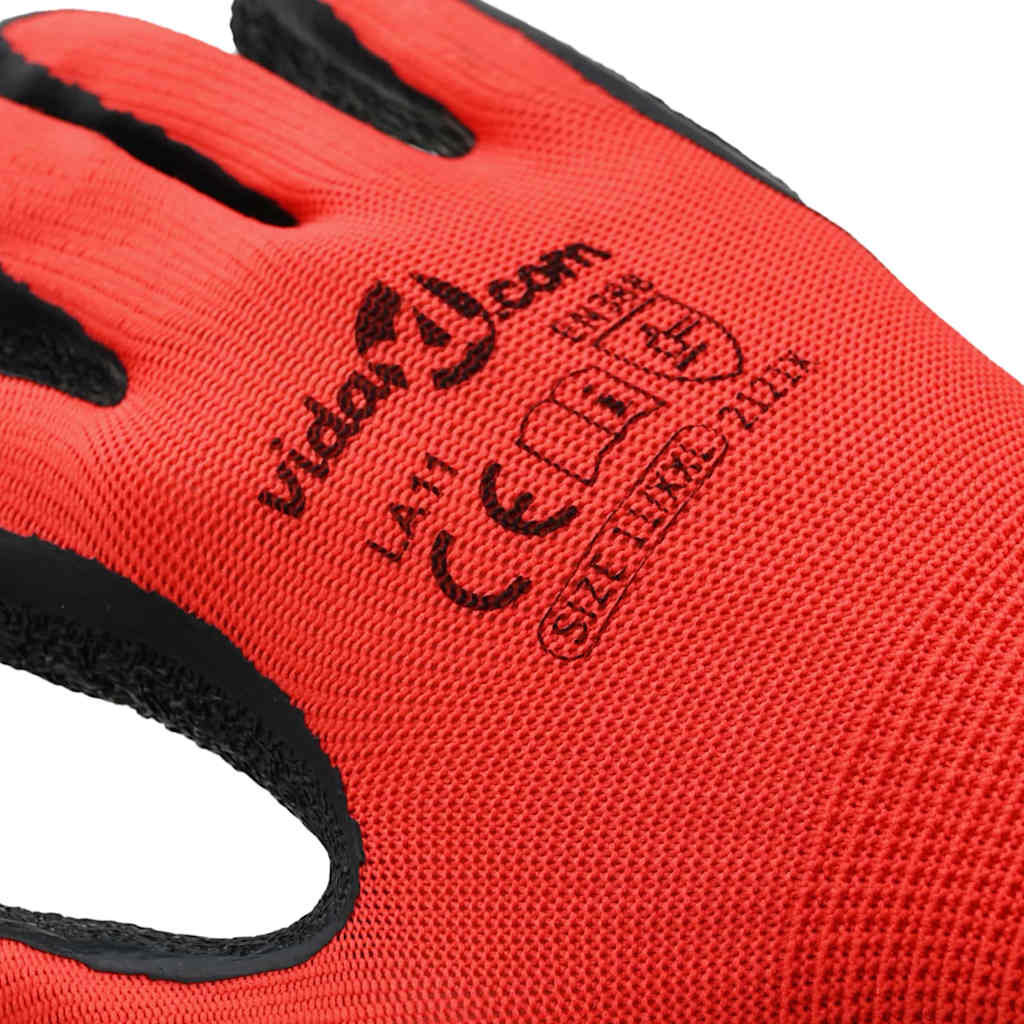 Guanti da Lavoro 24 pcs Rosso e Nero 11 / XXL | homemem39