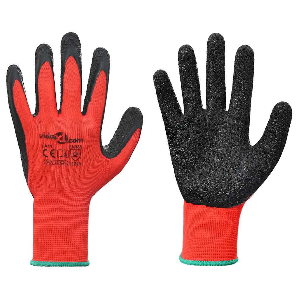 Guanti da Lavoro 24 pcs Rosso e Nero 11 / XXL | homemem39