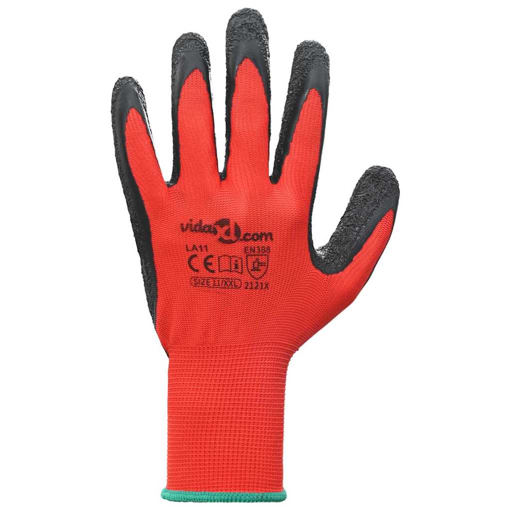 Guanti da Lavoro 24 pcs Rosso e Nero 11 / XXL | homemem39