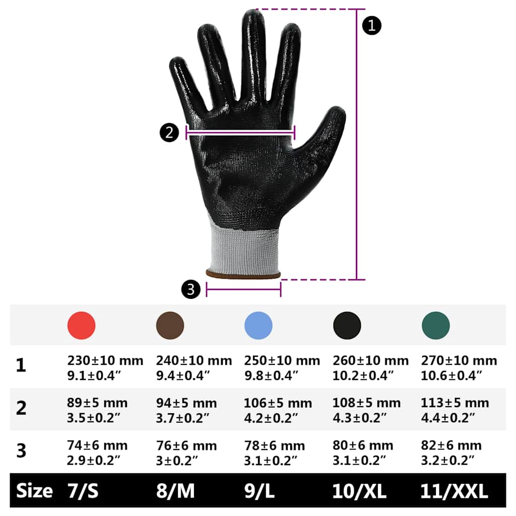 Guanti da Lavoro 12 pcs Grigio e Nero 8 / m Poliestere | homemem39