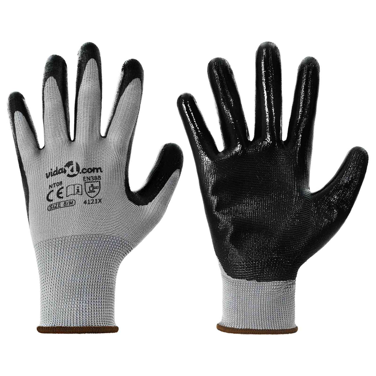 Guanti da Lavoro 24 pcs Grigio e Nero 8 / m Poliestere | homemem39