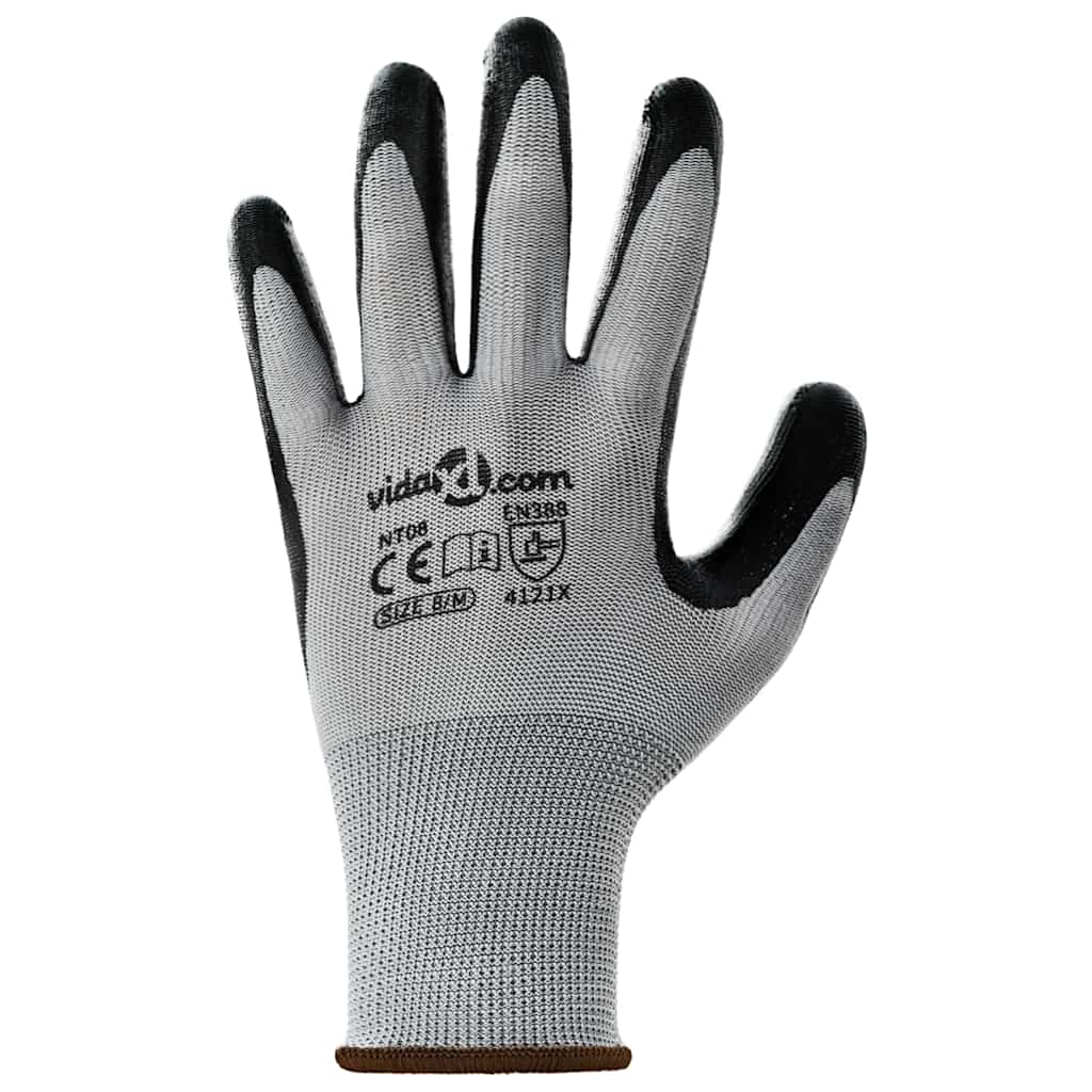 Guanti da Lavoro 24 pcs Grigio e Nero 8 / m Poliestere | homemem39