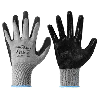 Guanti da Lavoro 24 pcs Grigio e Nero 9 / l Poliestere | homemem39