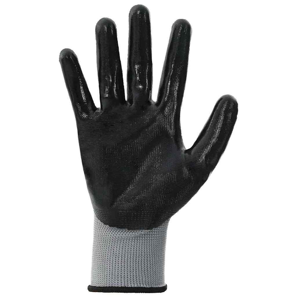 Guanti da Lavoro 24 pcs Grigio e Nero 10 / xl Poliestere | homemem39