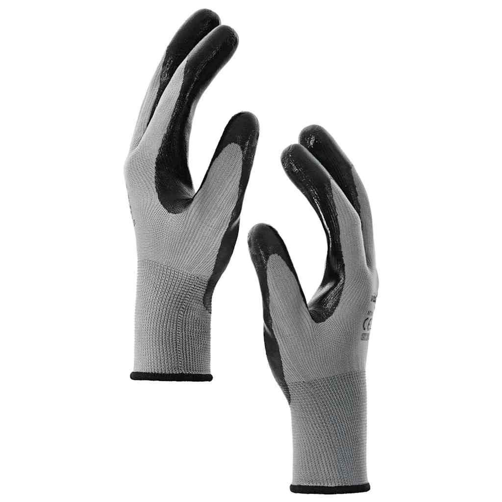 Guanti da Lavoro 24 pcs Grigio e Nero 10 / xl Poliestere | homemem39