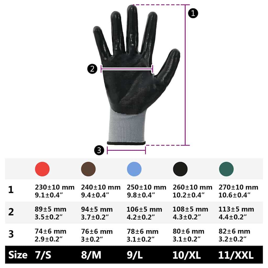 Guanti da Lavoro 24 pcs Grigio e Nero 10 / xl Poliestere | homemem39