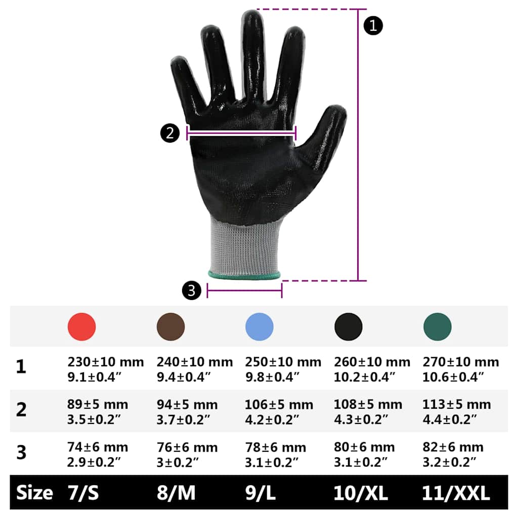 Guanti da Lavoro 12 pcs Grigio e Nero 11 / XXL Poliestere | homemem39