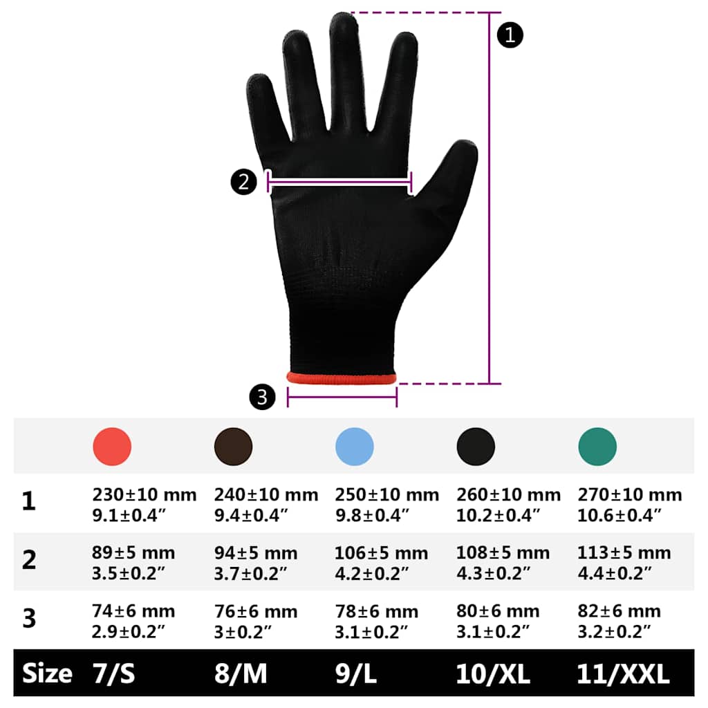 Guanti da Lavoro 24 pcs Nero 7 / S Poliestere | homemem39