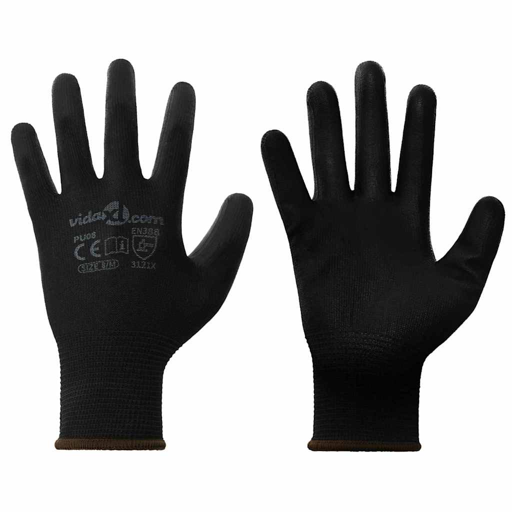 Guanti da Lavoro 12 pcs Nero 8 / m Poliestere | homemem39